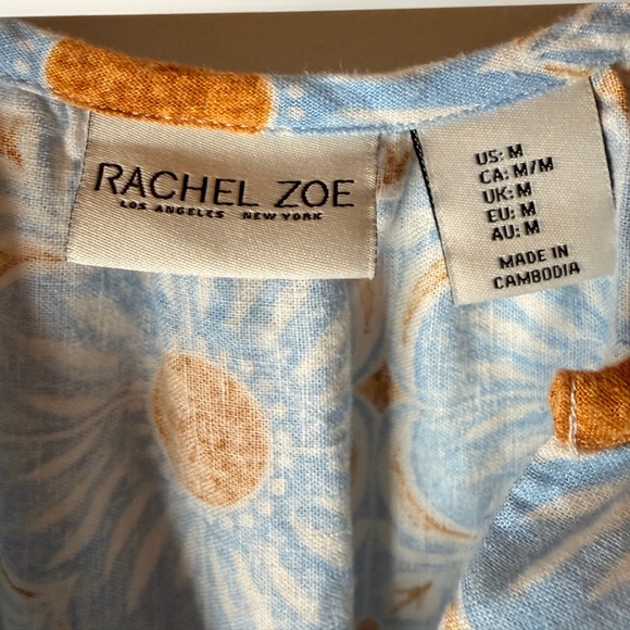 Rachel Zoe Blue Floral Smocked Midi Dress Size M Boho - Picture 3 of 8